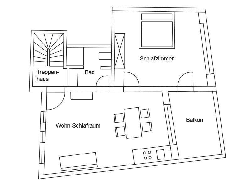 Grundriss Burgunder-Wohnung